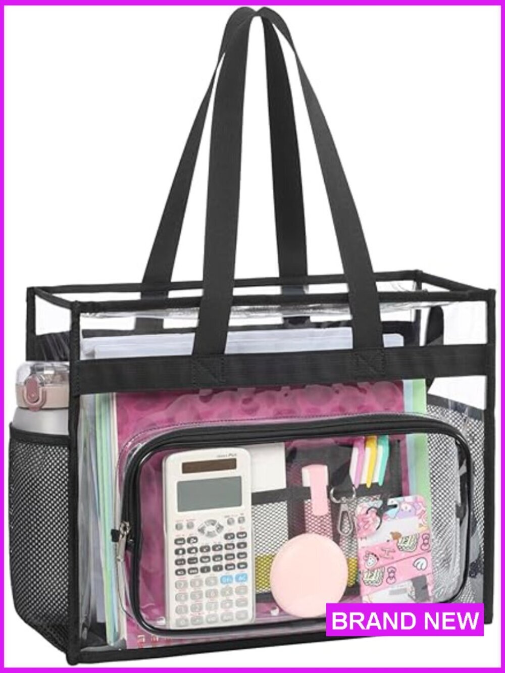 Large PVC Clear Tote Bag for School Heavy Duty See Through Tote